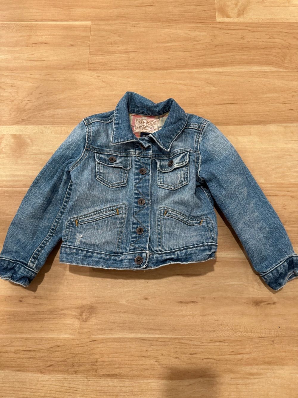 Polo Ralph Lauren Fine Denim Goods Denim Jacket with Plaid Lining Girl's Size 4